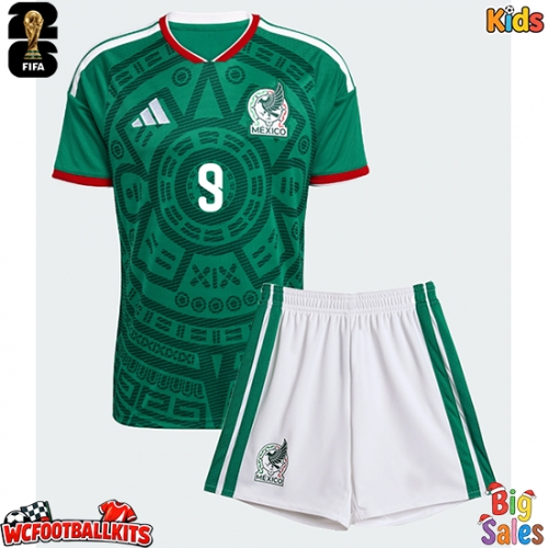 Mexico Raul Jimenez #9 Replica Home Stadium Kit for Kids World Cup 2026 Short Sleeve (+ pants)